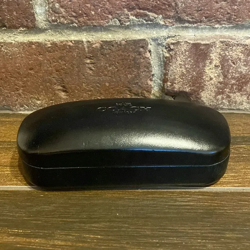 Coach black Leather Embossed Logo Hard Clam Shell Sunglass‎ Case